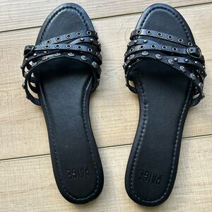 PAIGE Black Studded Multi-Strap Slide Sandals